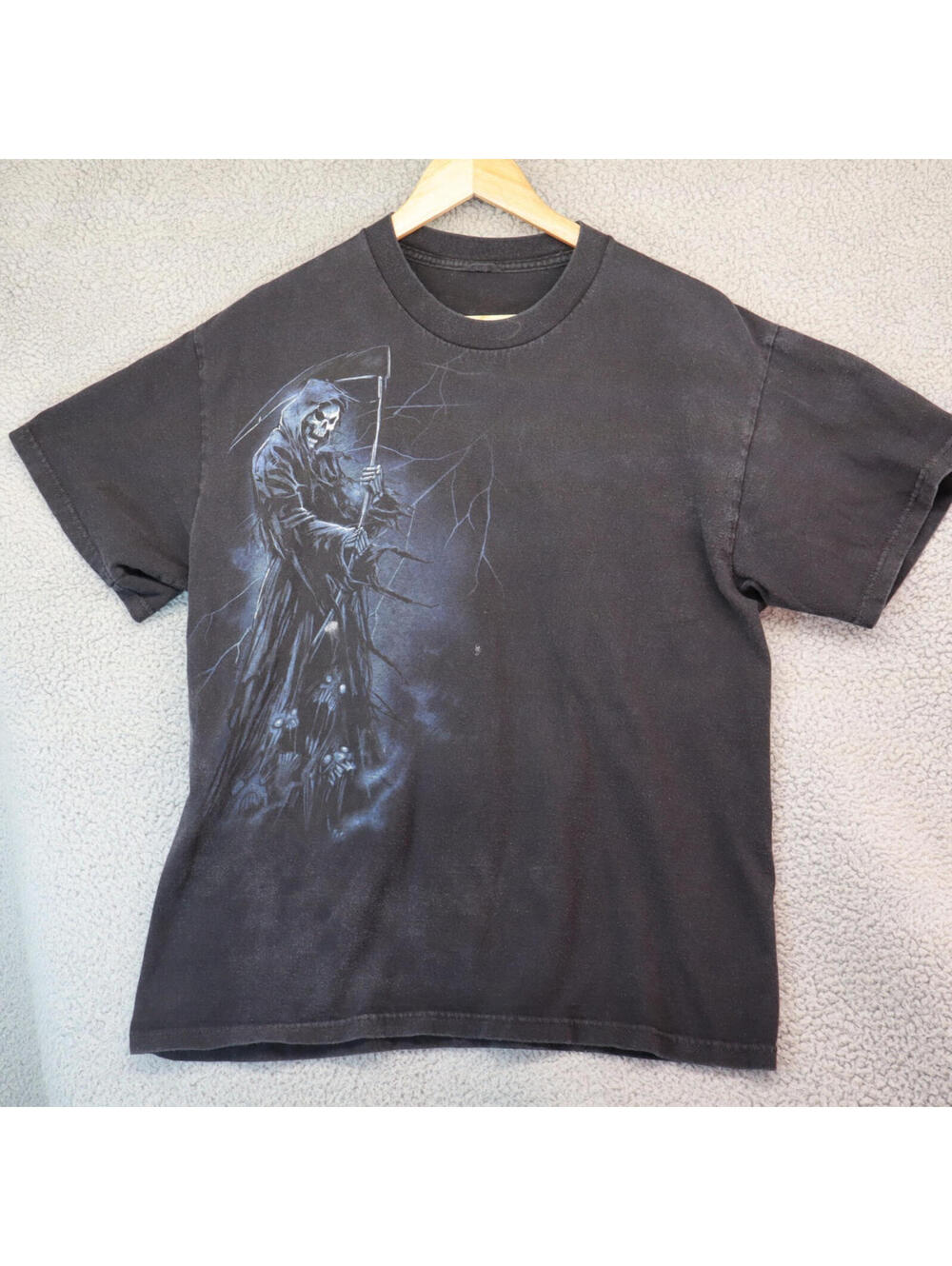 Grim Reaper T-Shirt Men Large Goth Biker Skull Pinkerman